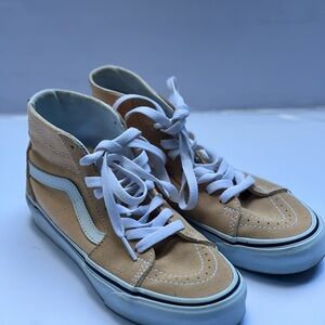 Vans honey peach and White High-Top Sneakers size woman’s US 5.5 men’s US 4